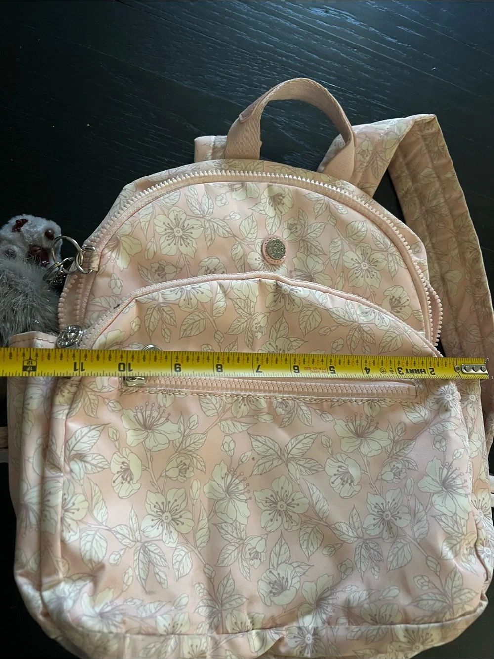KIPLING Paola Small Backpack Pale Pinky FLORAL FLOWER SILVER WHITE